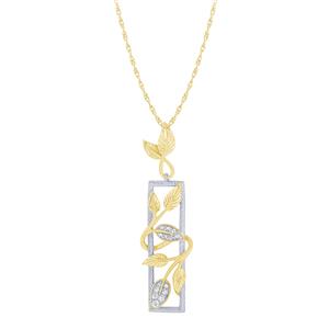 Diamond Gold Pendant with Rhodium plating. Chain not included